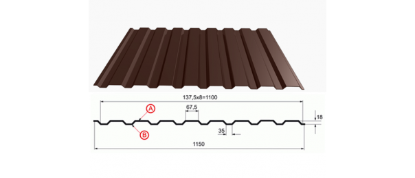 Профнастил коричневый оцинкованный  RAL 8017 С-20 купить недорого в Ногинске